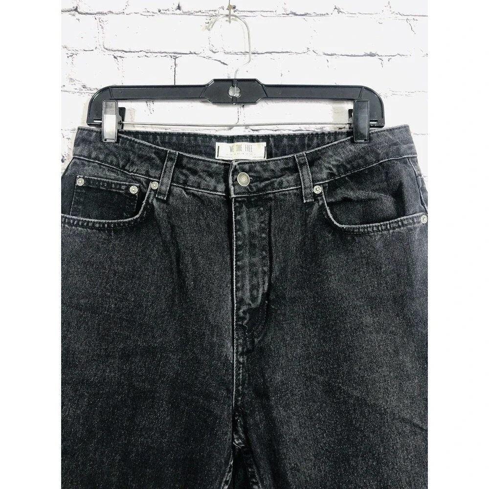 We The Free Women High Rise Straight Leg Jeans Faded Black Denim Size 32